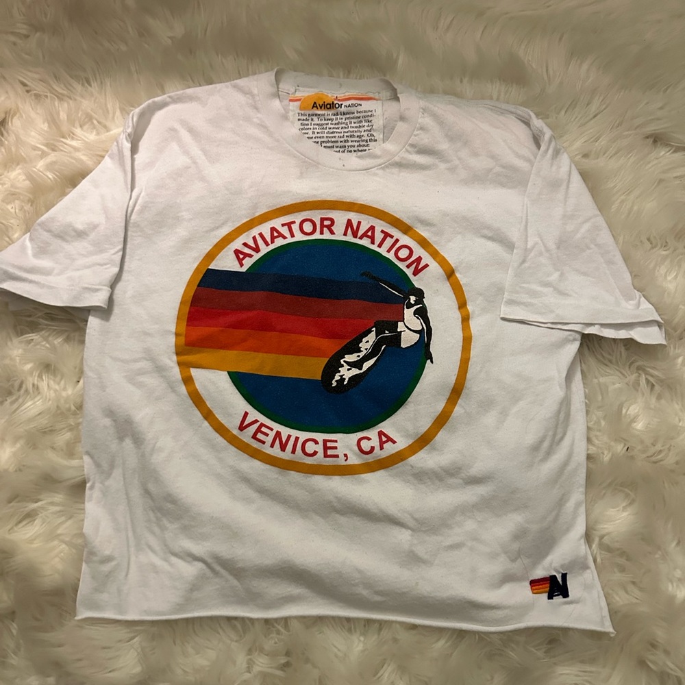 Aviator Nation boyfriend tee white logo
